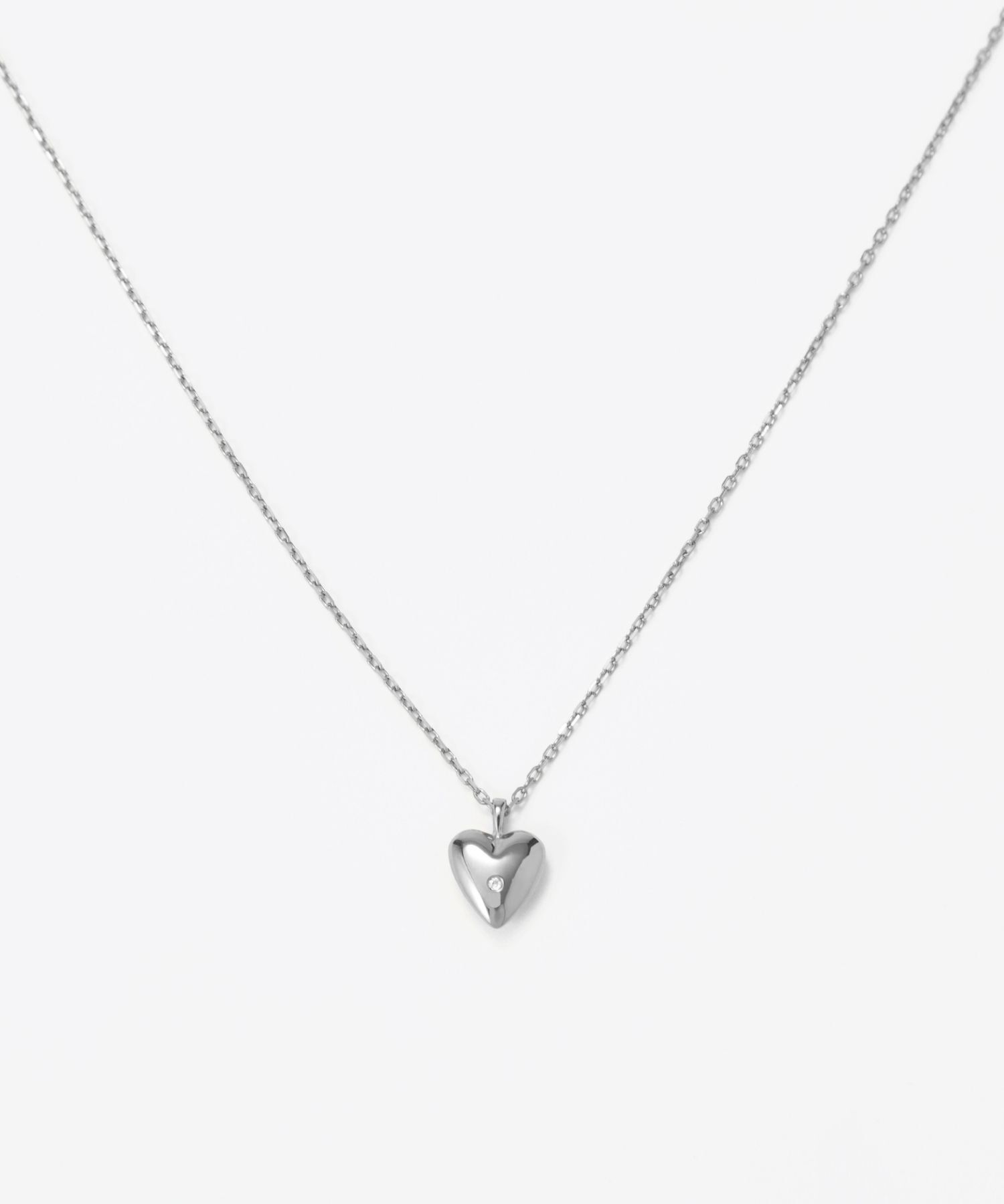JUPITER「【SV】ハートモチーフダイヤモンドネックレス/金属アレルギー対応　シルバー」|ネックレス|