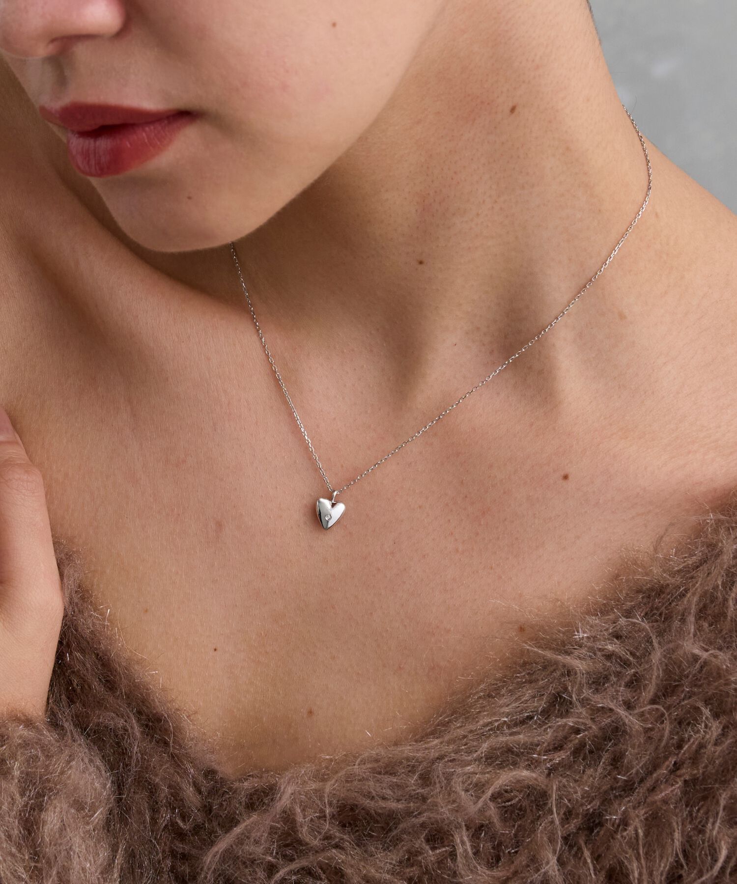JUPITER「【SV】ハートモチーフダイヤモンドネックレス/金属アレルギー対応　シルバー」|ネックレス|