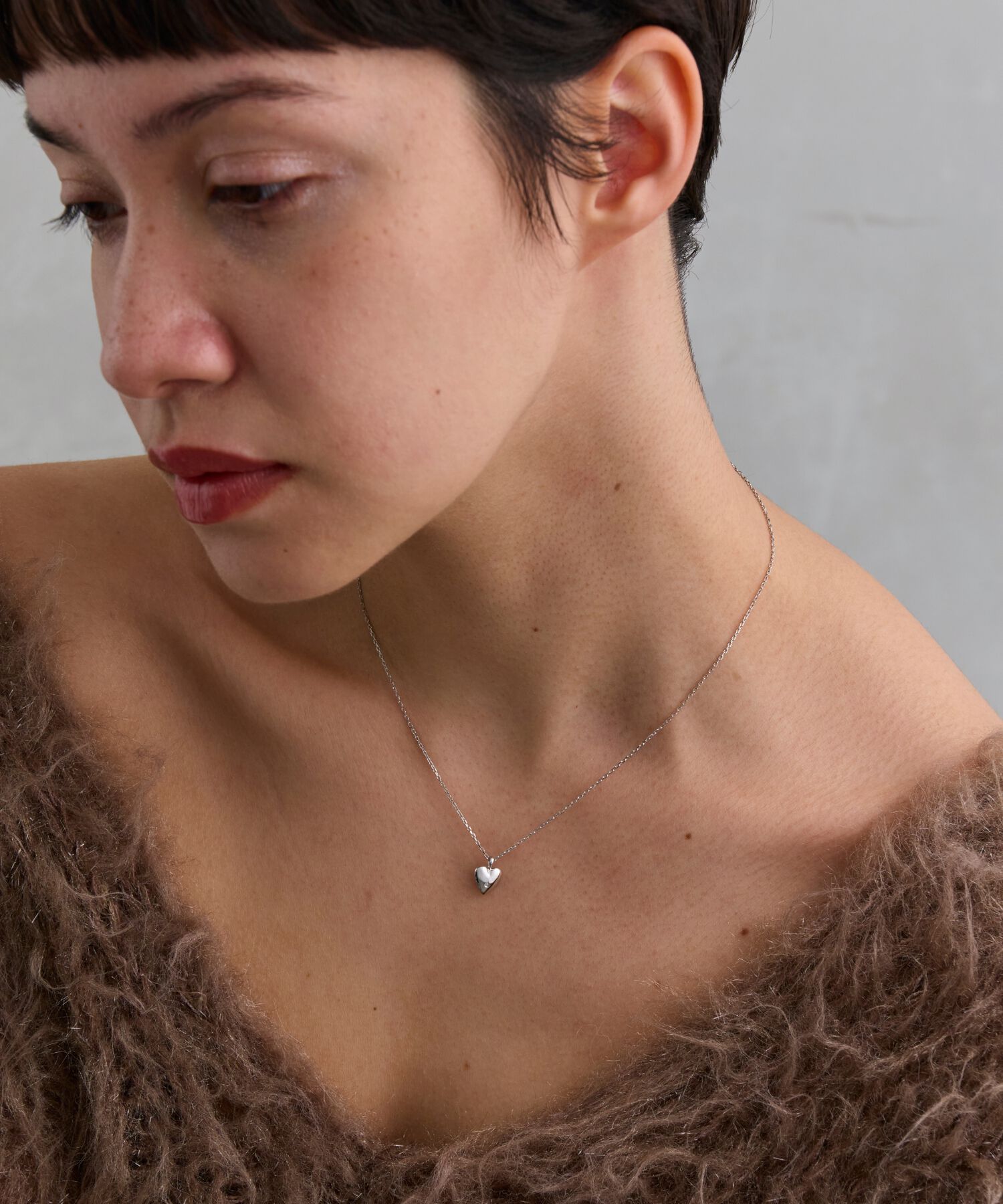 JUPITER「【SV】ハートモチーフダイヤモンドネックレス/金属アレルギー対応　シルバー」|ネックレス|