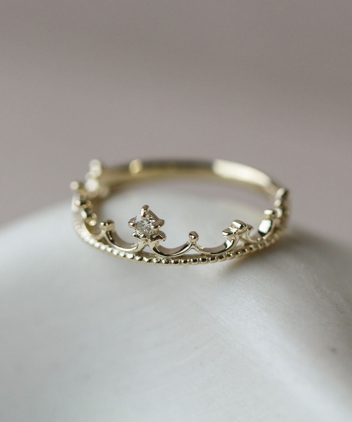  「ダイヤモンド クラウン リング | K10YG」|リング|