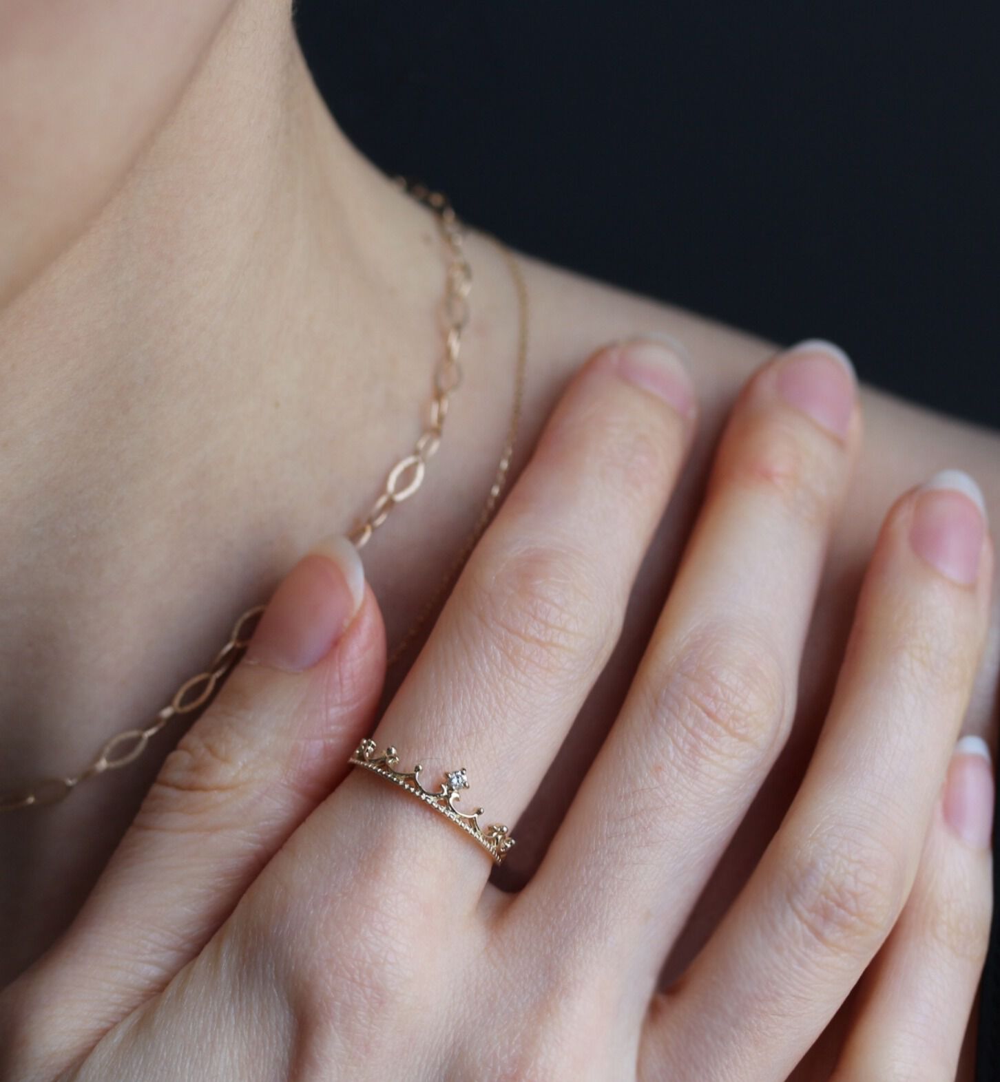  「ダイヤモンド クラウン リング | K10YG」|リング|