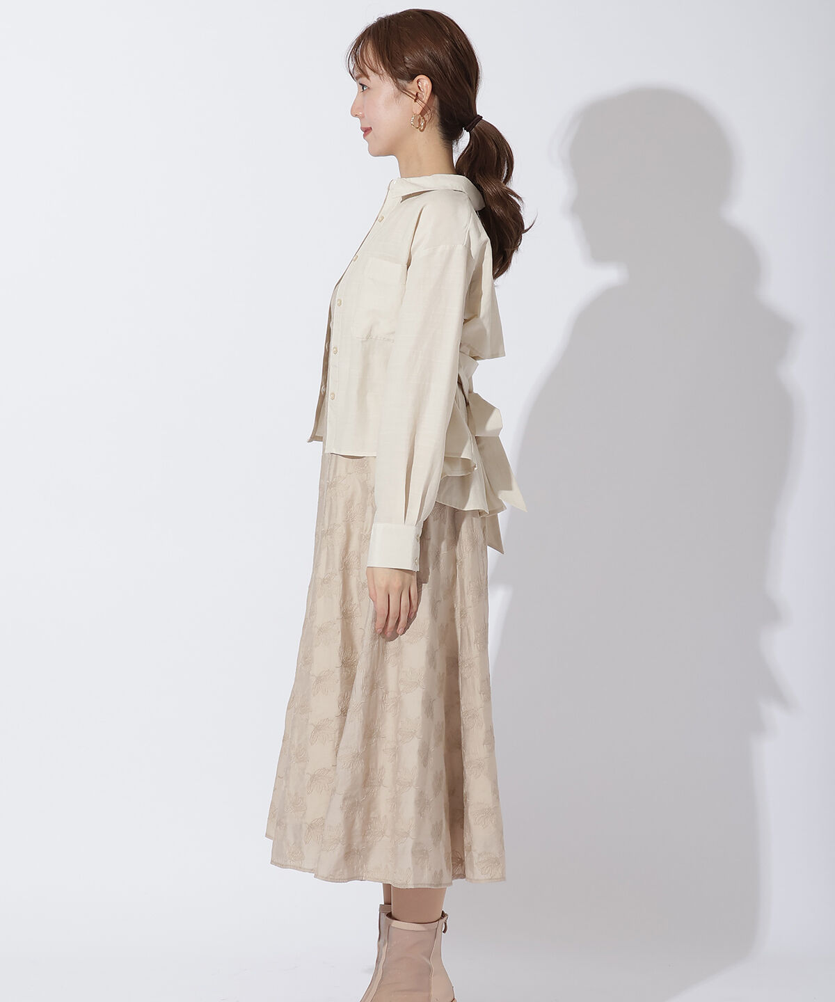 アンドクチュール「ワッシャーシャツ＋刺しゅうキャミワンピース」|ワンピース|