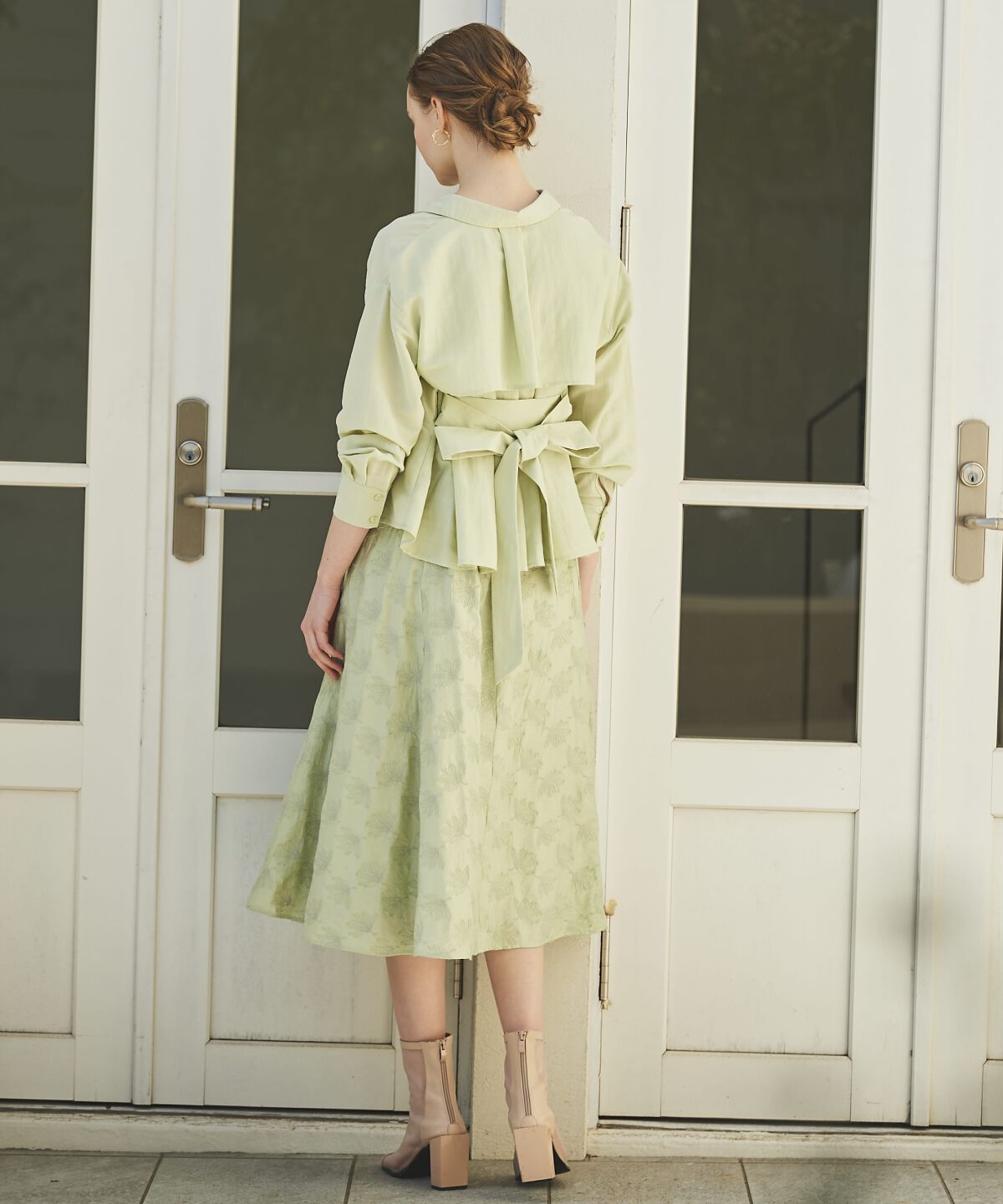 アンドクチュール「ワッシャーシャツ＋刺しゅうキャミワンピース」|ワンピース|