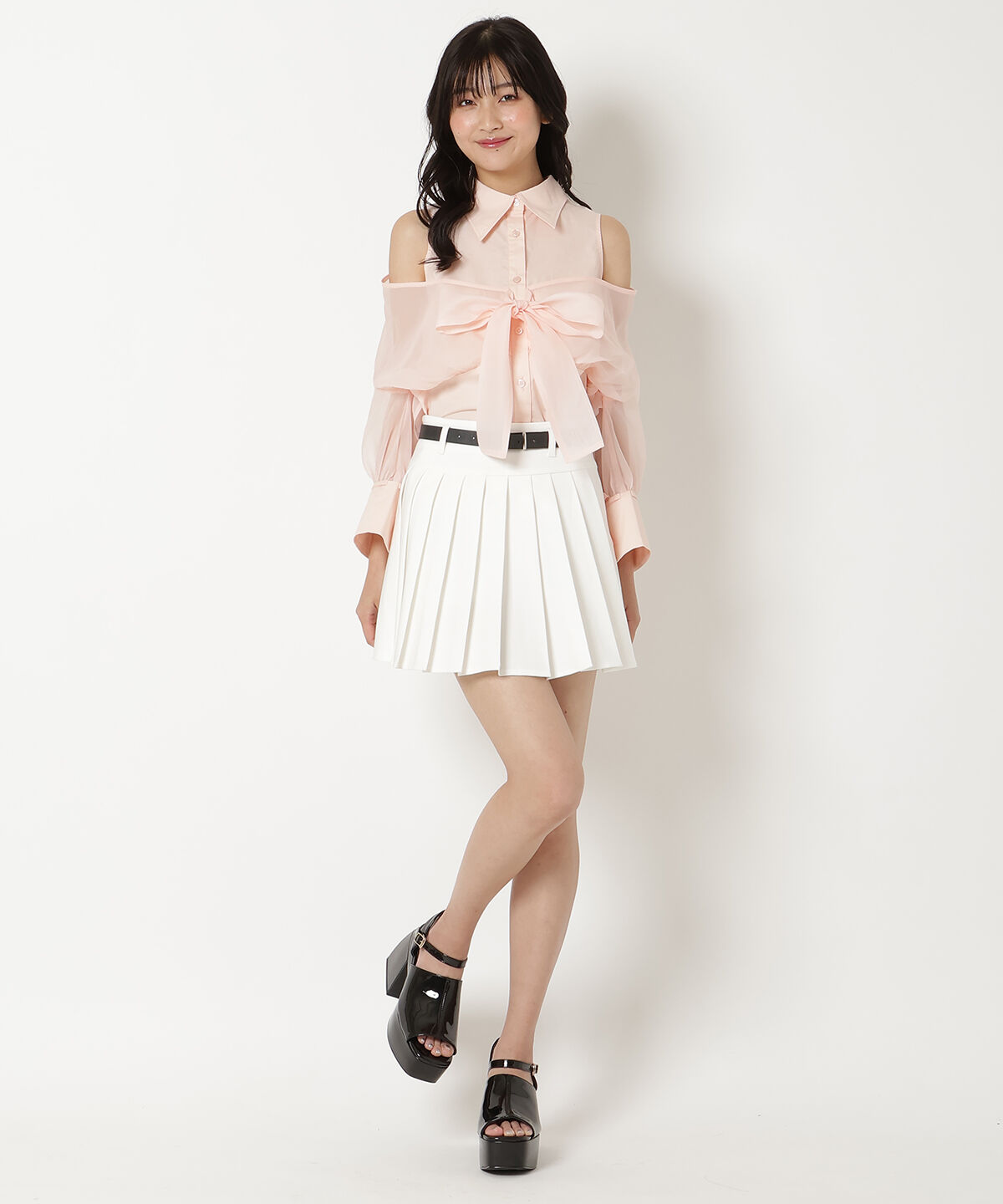 REDYAZEL「フロントリボンオフショルシャツ」|シャツ・ブラウス|