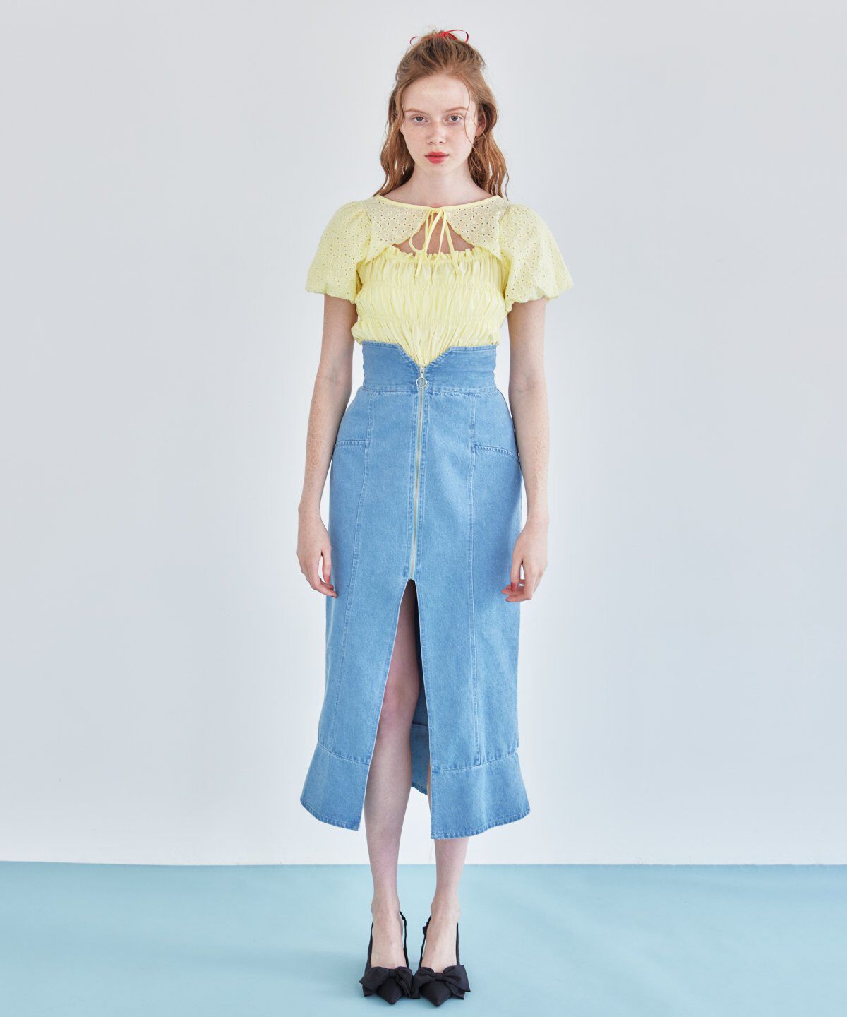 REDYAZEL「コットンレースシャーリングブラウス」|シャツ・ブラウス|