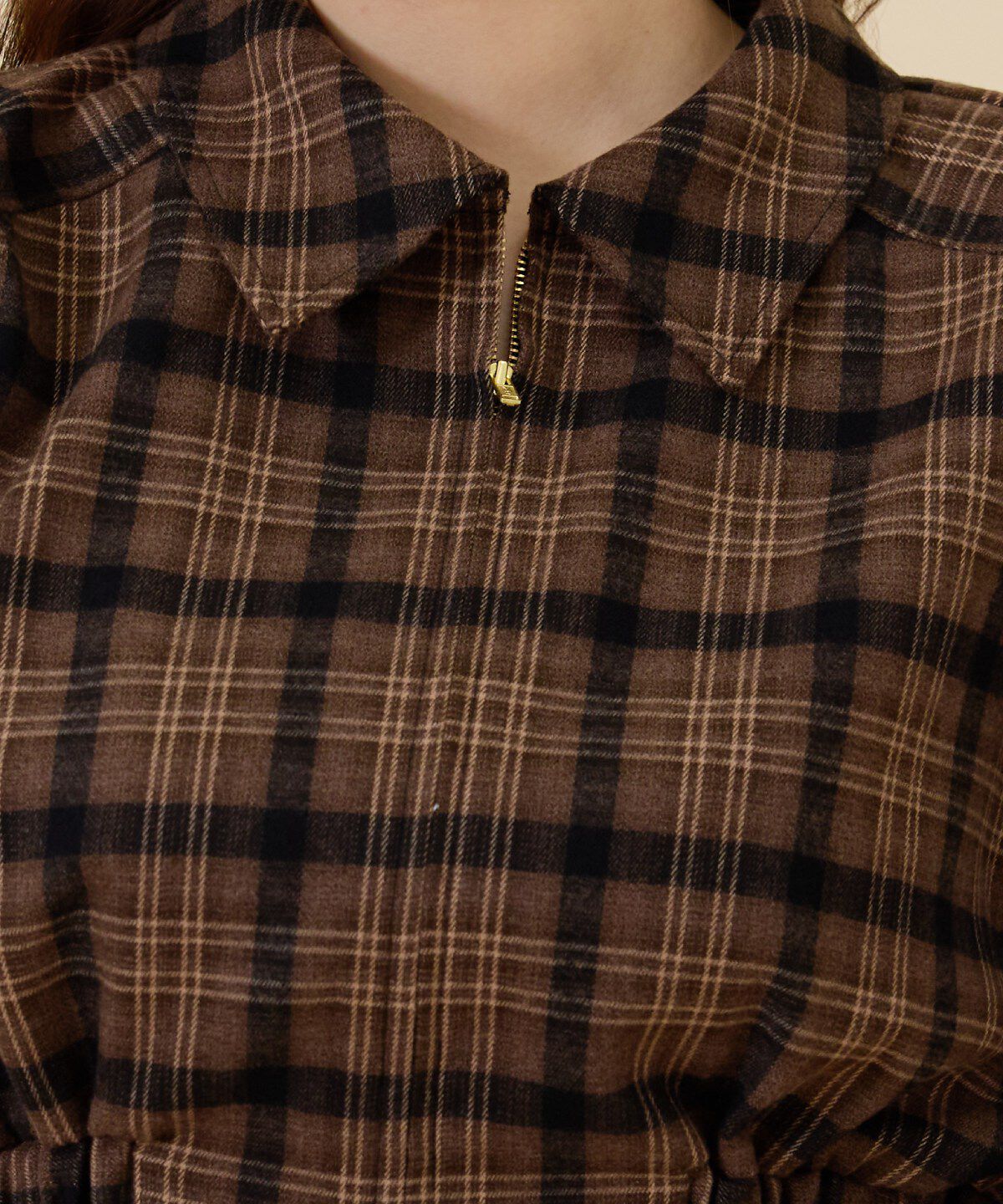 REDYAZEL「フロントジップチェックショートブルゾン」|ブルゾン・スタジャン|