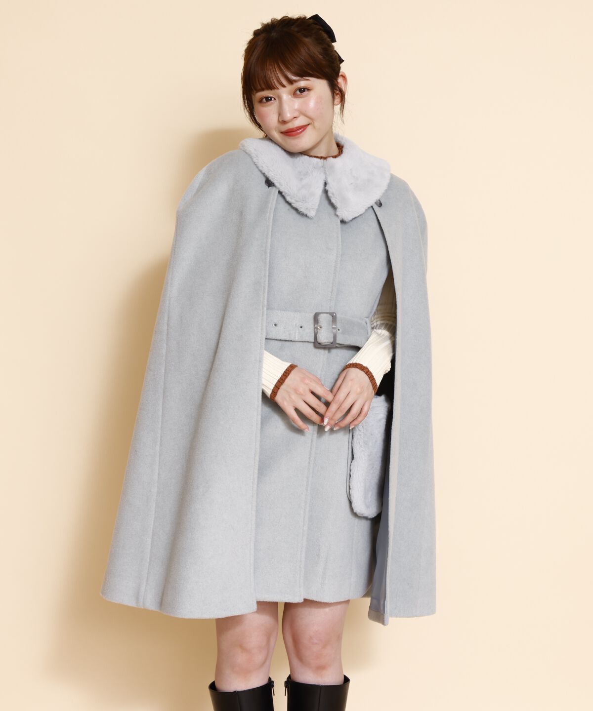 REDYAZEL「ファーカラースリットスリーブコート」|その他|サックス