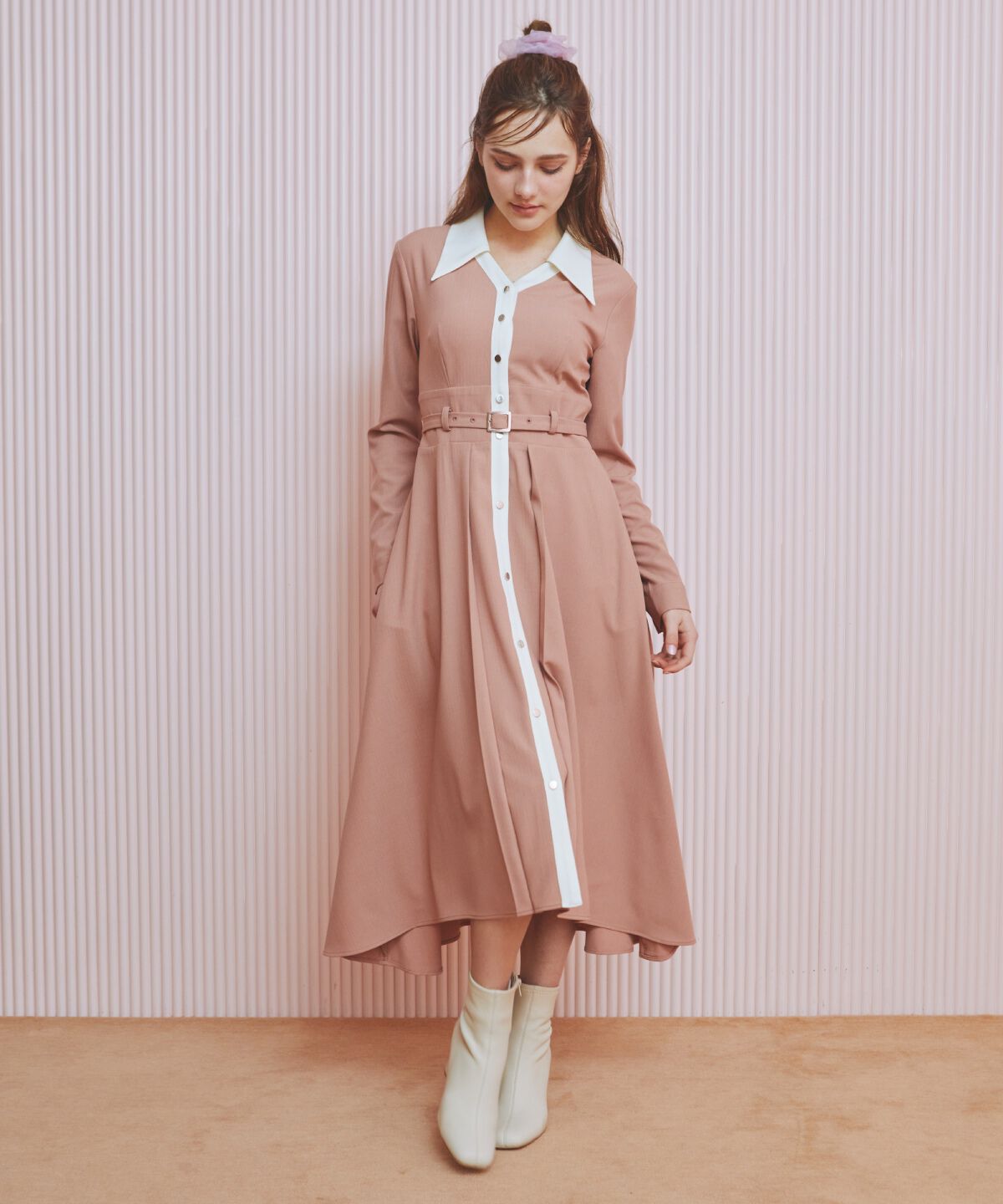 REDYAZEL「バイカラースキッパーシャツワンピース」|ワンピース|