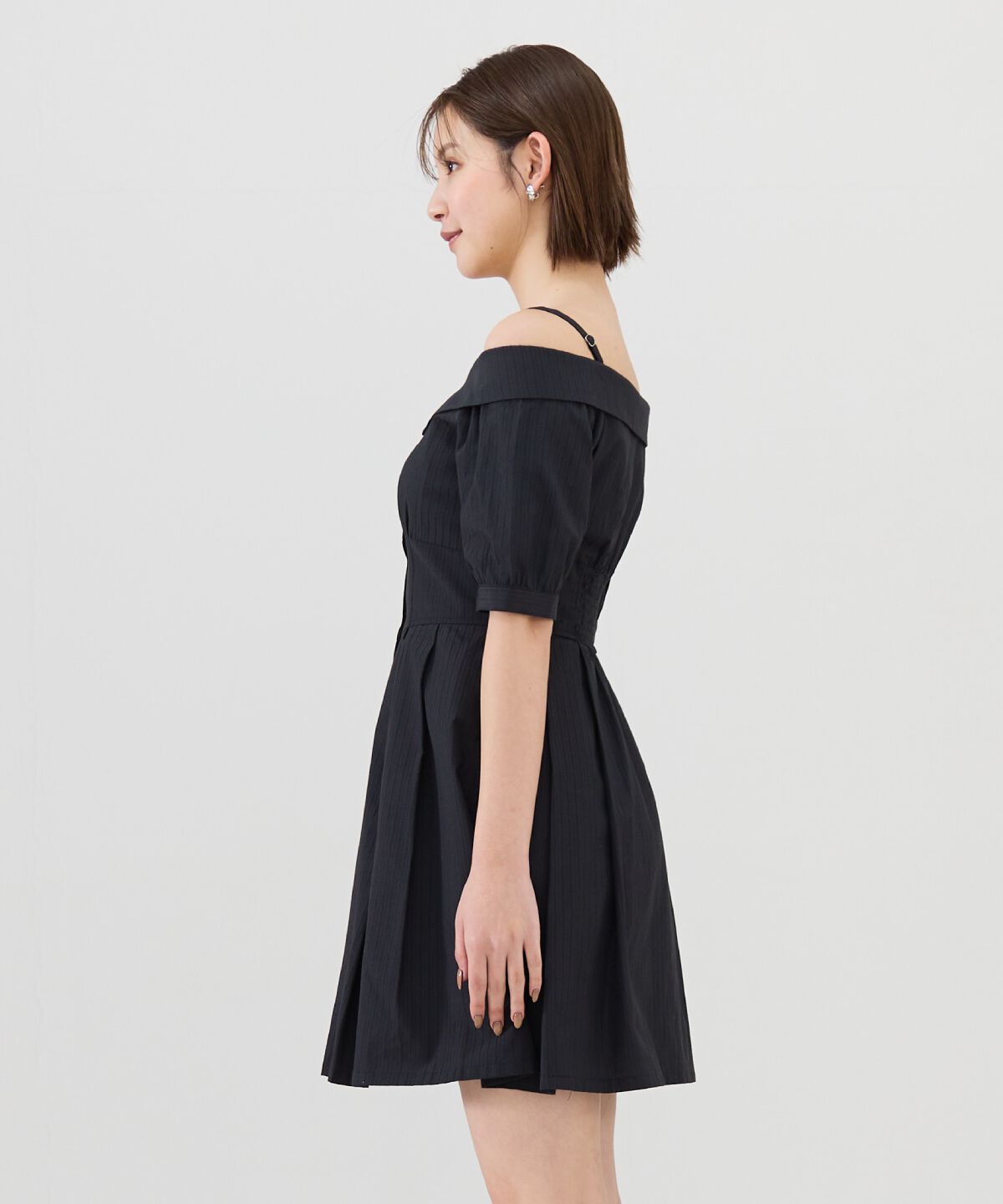 REDYAZEL「ストライプオフショルミニワンピース」|ワンピース|