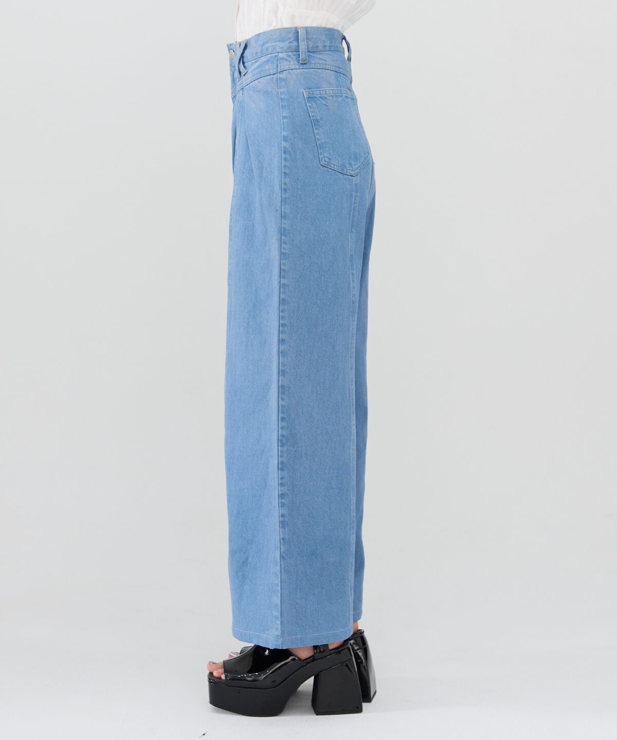 REDYAZEL「ロゴ刺繍タックデニムパンツ」|デニム|