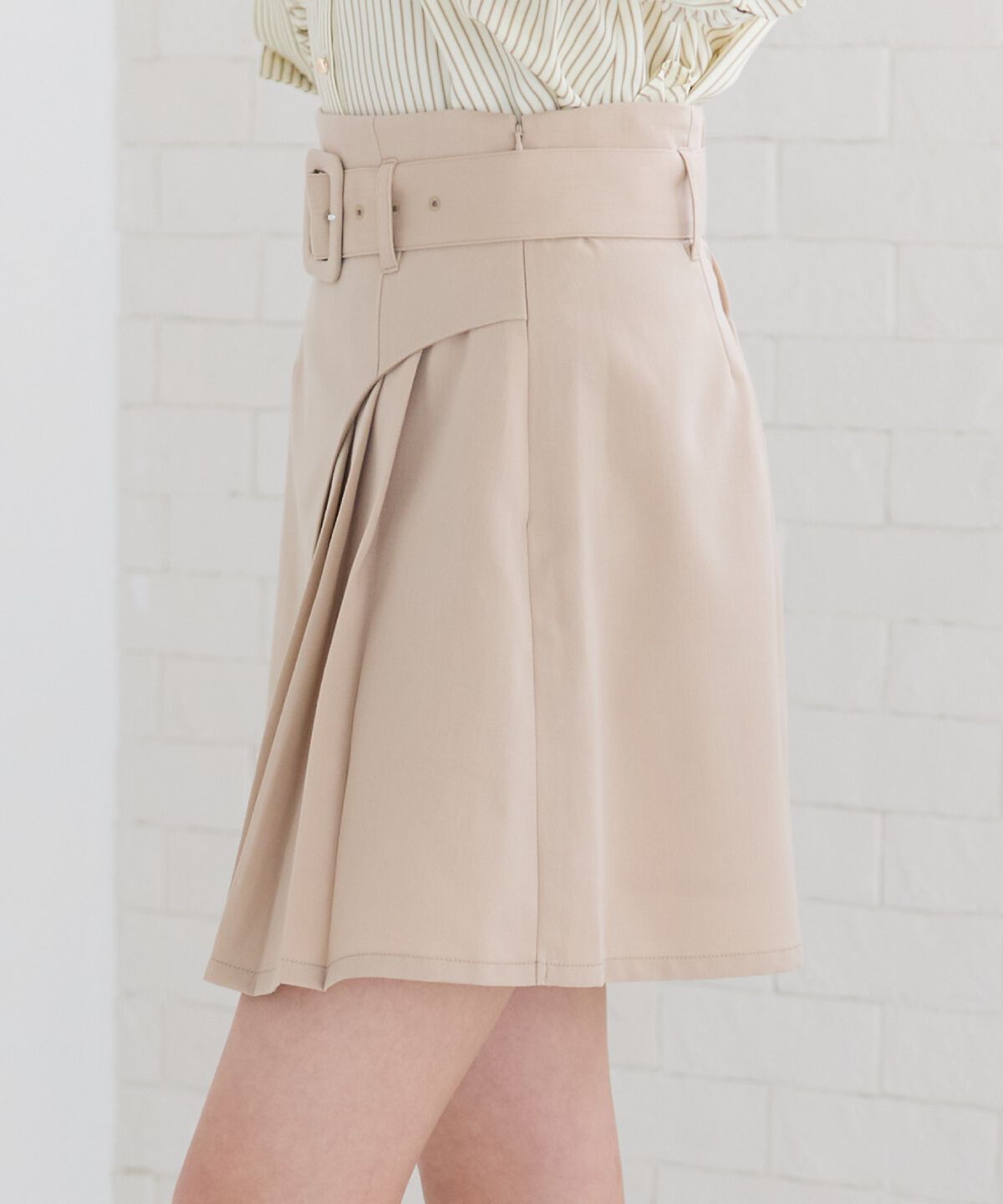 REDYAZEL「ラップデザインアシメプリーツミニスカート」|フレア|