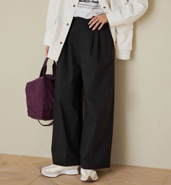 UNITED ARROWS green label relaxing「［size SHORT/TALLあり］オルマイ LI/MIX ワイド パンツ」|その他|BLACK