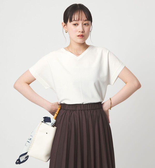 UNITED ARROWS green label relaxing「Vネック プルオーバー ニット ウォッシャブル 接触冷感 UVカット」|ニット・セーター|WHITE