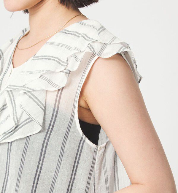 UNITED ARROWS green label relaxing「100/2 ラッフルカラー ノースリーブ ブラウス」|シャツ・ブラウス|