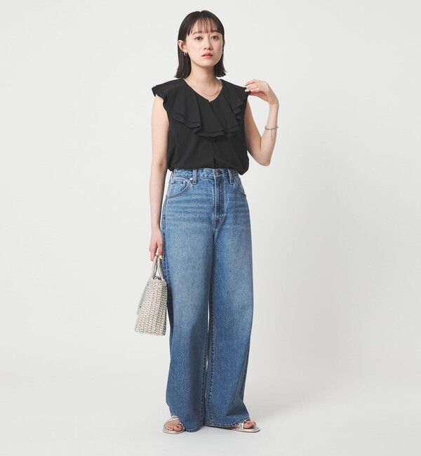 UNITED ARROWS green label relaxing「100/2 ラッフルカラー ノースリーブ ブラウス」|シャツ・ブラウス|