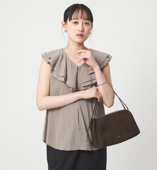 UNITED ARROWS green label relaxing「100/2 ラッフルカラー ノースリーブ ブラウス」|シャツ・ブラウス|