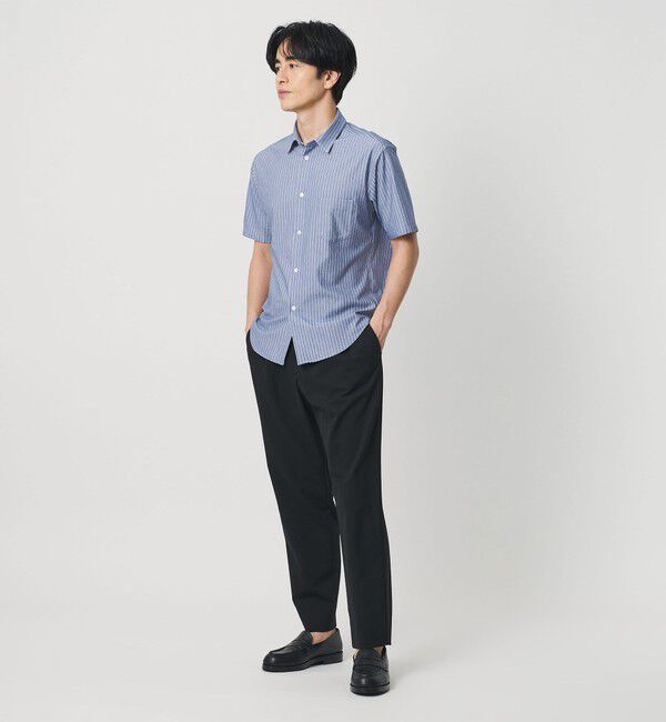 BEAUTY&YOUTH UNITED ARROWS「クイック ストレッチ ストライプ シャンブレー ボタンダウン 半袖シャツ SLIM型 吸水速乾機能付き」|シャツ・ブラウス|