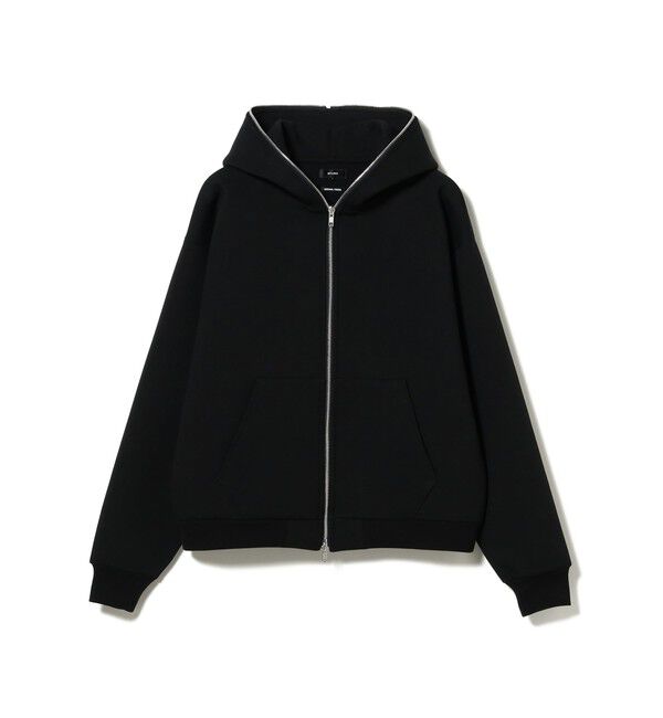 BEAMS「フルフェイス ジップアップ フーディ 【ワイドショートフィット】」|スウェット・ジャージ|BLACK