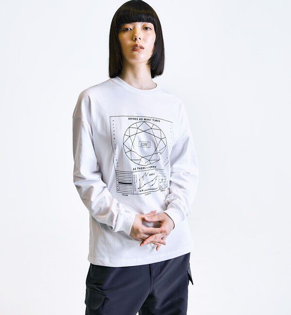 SHIPS「City Ambient Products: SHELTECH(R) グラフィック 長袖Tシャツ」|Tシャツ・カットソー|ホワイト