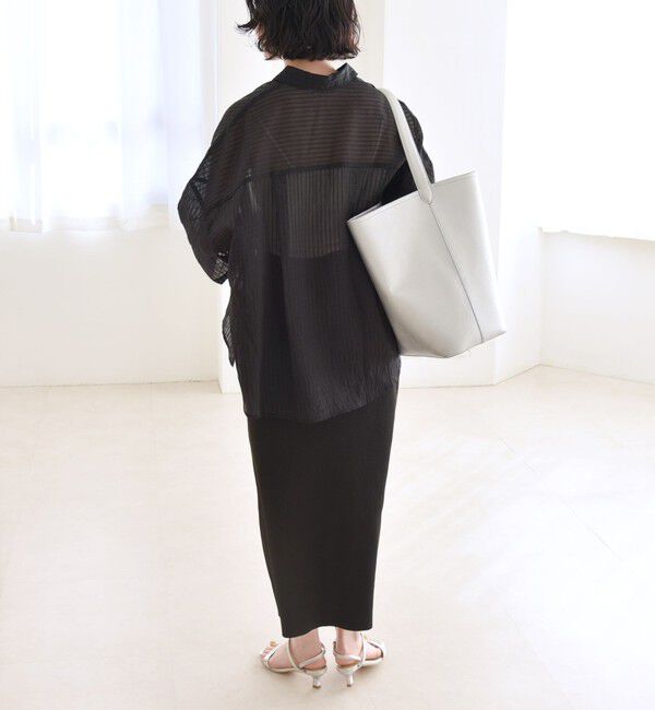 quaranciel「quaranciel:〈手洗い可能〉シアー ストライプ ボーダー ビッグ シャツ」|シャツ・ブラウス|