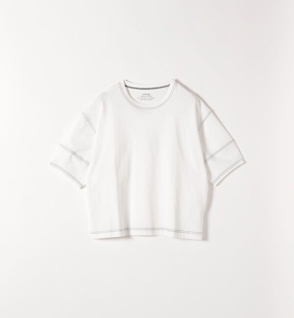 SHIPS any「《予約》SHIPS any:〈抗菌防臭/洗濯機可能〉USAコットン 配色 ステッチ ワイド TEE」|Tシャツ・カットソー|
