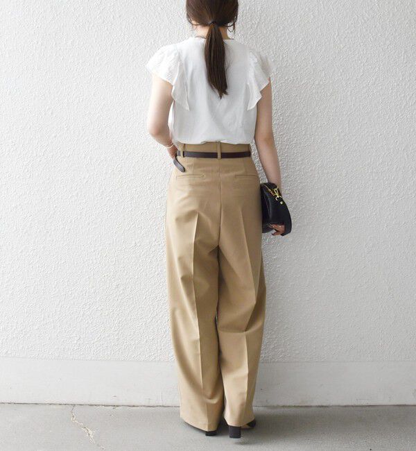 SHIPS any「《予約》SHIPS any:〈洗濯機可能〉フリル コンビ ノースリーブ TEE」|Tシャツ・カットソー|