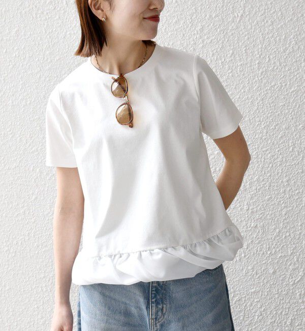 SHIPS any「《予約》SHIPS any:〈多機能/洗濯機可能〉マルチファンクション ドッキング ヘム コンパクト TEE」|Tシャツ・カットソー|