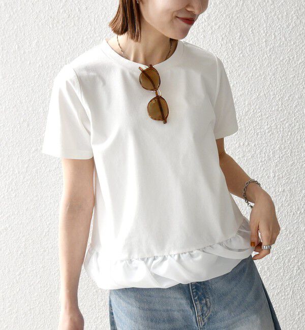 SHIPS any「《予約》SHIPS any:〈多機能/洗濯機可能〉マルチファンクション ドッキング ヘム コンパクト TEE」|Tシャツ・カットソー|