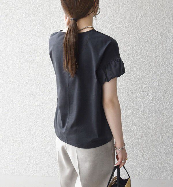 SHIPS any「《予約》SHIPS any:〈多機能/洗濯機可能〉マルチファンクション ギャザー スリーブ TEE」|Tシャツ・カットソー|