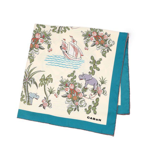 CABaN「Zoo シルクプリントスカーフ」|バンダナ・スカーフ|12 ホワイト系