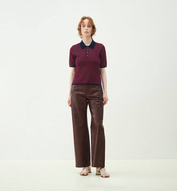 MACPHEE「コットンナイロンチェック ポロカラープルオーバー」|ポロシャツ|