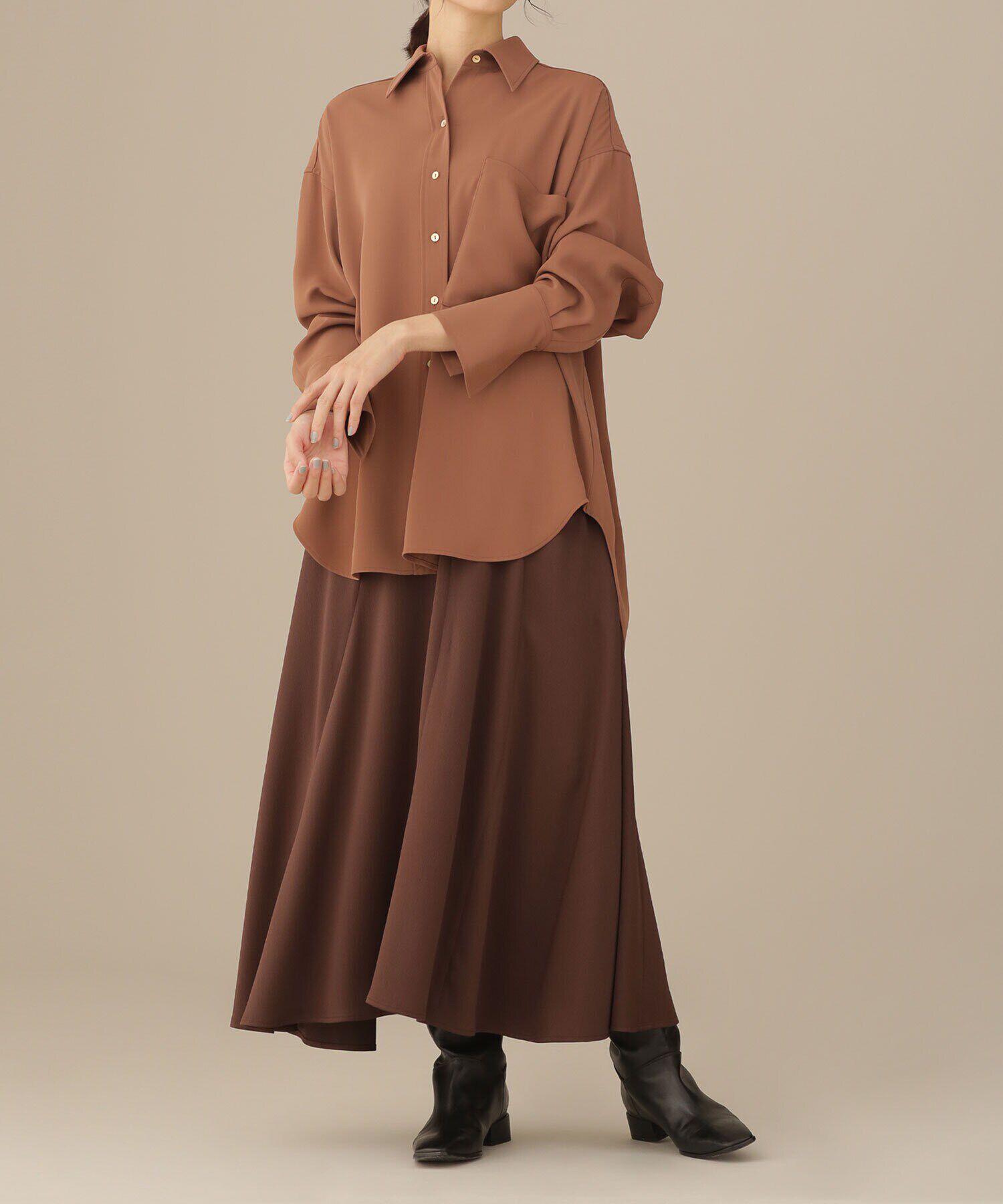 nano･universe「LB.03/エスカルゴ切り替えサテンスカート」|スカート|