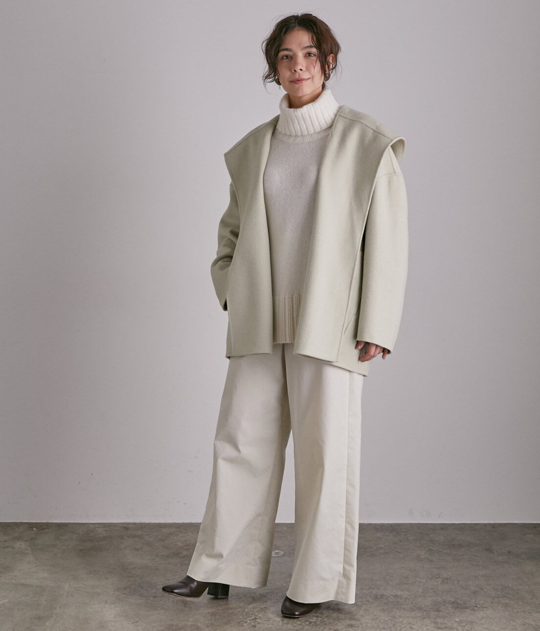 SALON adam et rope'「ウールカシミヤ無双仕立てフード付きミドル丈コート」|その他|