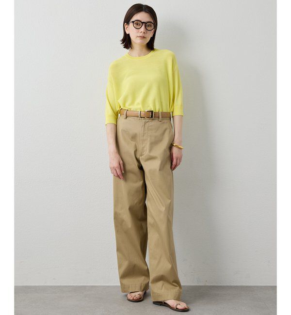 Drawing Numbers「【Drawing Numbers】クルーハーフスリーブ裾ラウンドニット」|ニット・セーター|