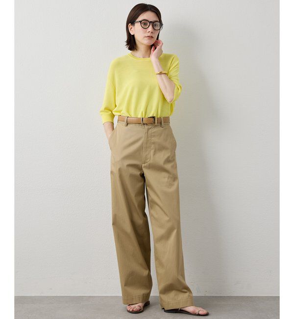 Drawing Numbers「【Drawing Numbers】クルーハーフスリーブ裾ラウンドニット」|ニット・セーター|