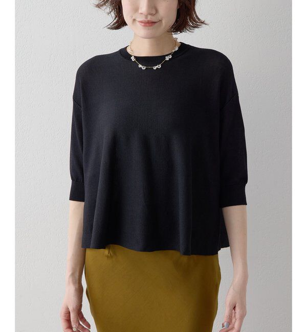 Drawing Numbers「【Drawing Numbers】クルーハーフスリーブ裾ラウンドニット」|ニット・セーター|