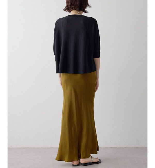 Drawing Numbers「【Drawing Numbers】クルーハーフスリーブ裾ラウンドニット」|ニット・セーター|