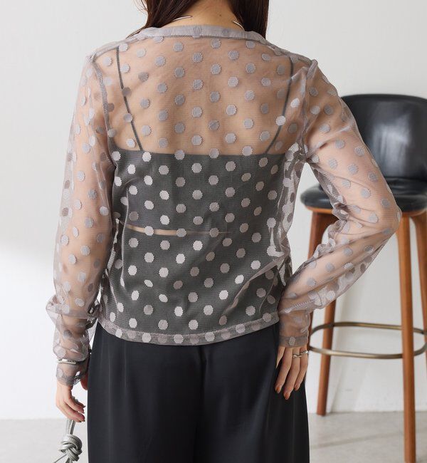  「【Nuel/ヌエル】 キャミ付きドットカーディガン」|Tシャツ・カットソー|