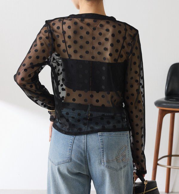  「【Nuel/ヌエル】 キャミ付きドットカーディガン」|Tシャツ・カットソー|