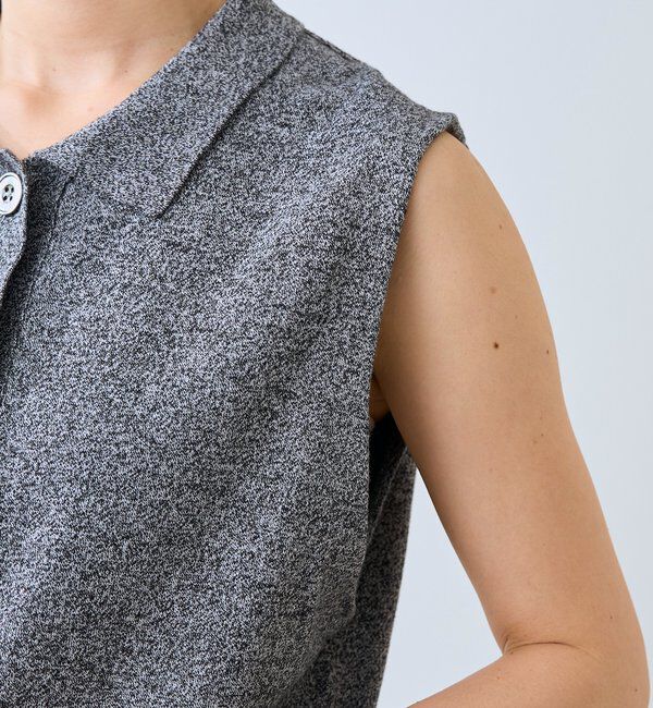  「予約【抜け感のある印象に】メランジポロカラーベスト」|ニット・セーター|