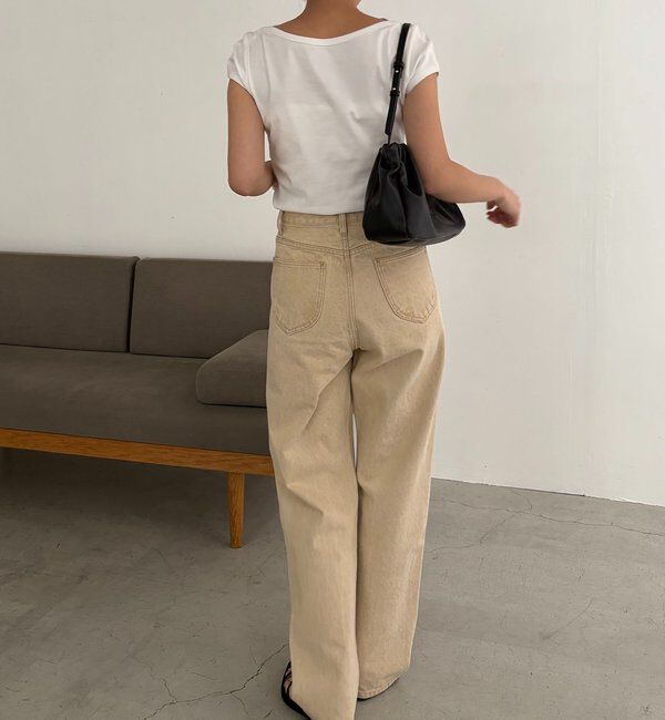  「【Tシャツが苦手な方にも◎】1ポイントボートネックTシャツ」|Tシャツ・カットソー|