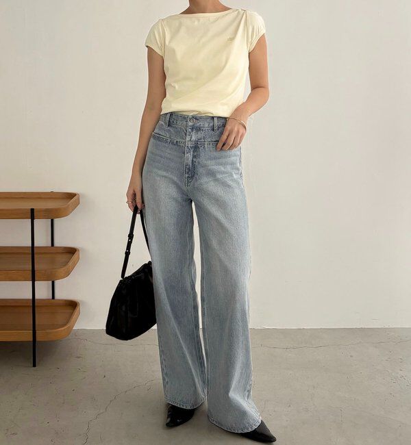  「【Tシャツが苦手な方にも◎】1ポイントボートネックTシャツ」|Tシャツ・カットソー|