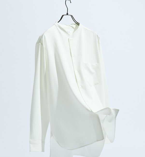ABAHOUSE「デニムライク シャンブレー カラーレスシャツ / バンドカラーシャツ / 変形襟」|シャツ・ブラウス|