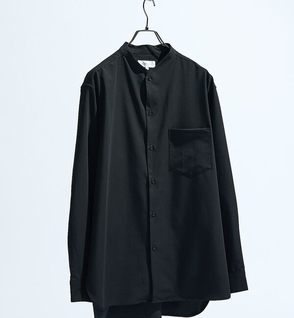 ABAHOUSE「デニムライク シャンブレー カラーレスシャツ / バンドカラーシャツ / 変形襟」|シャツ・ブラウス|