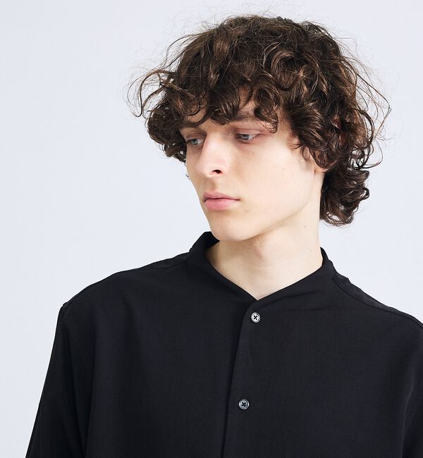 ABAHOUSE「デニムライク シャンブレー カラーレスシャツ / バンドカラーシャツ / 変形襟」|シャツ・ブラウス|