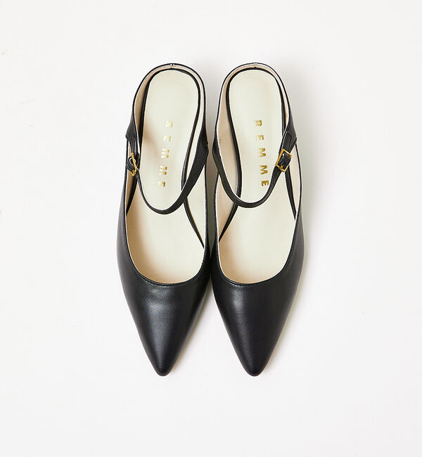 Rouge vif「【REMME/レメ】ポインテッドミュール」|サンダル|ブラック