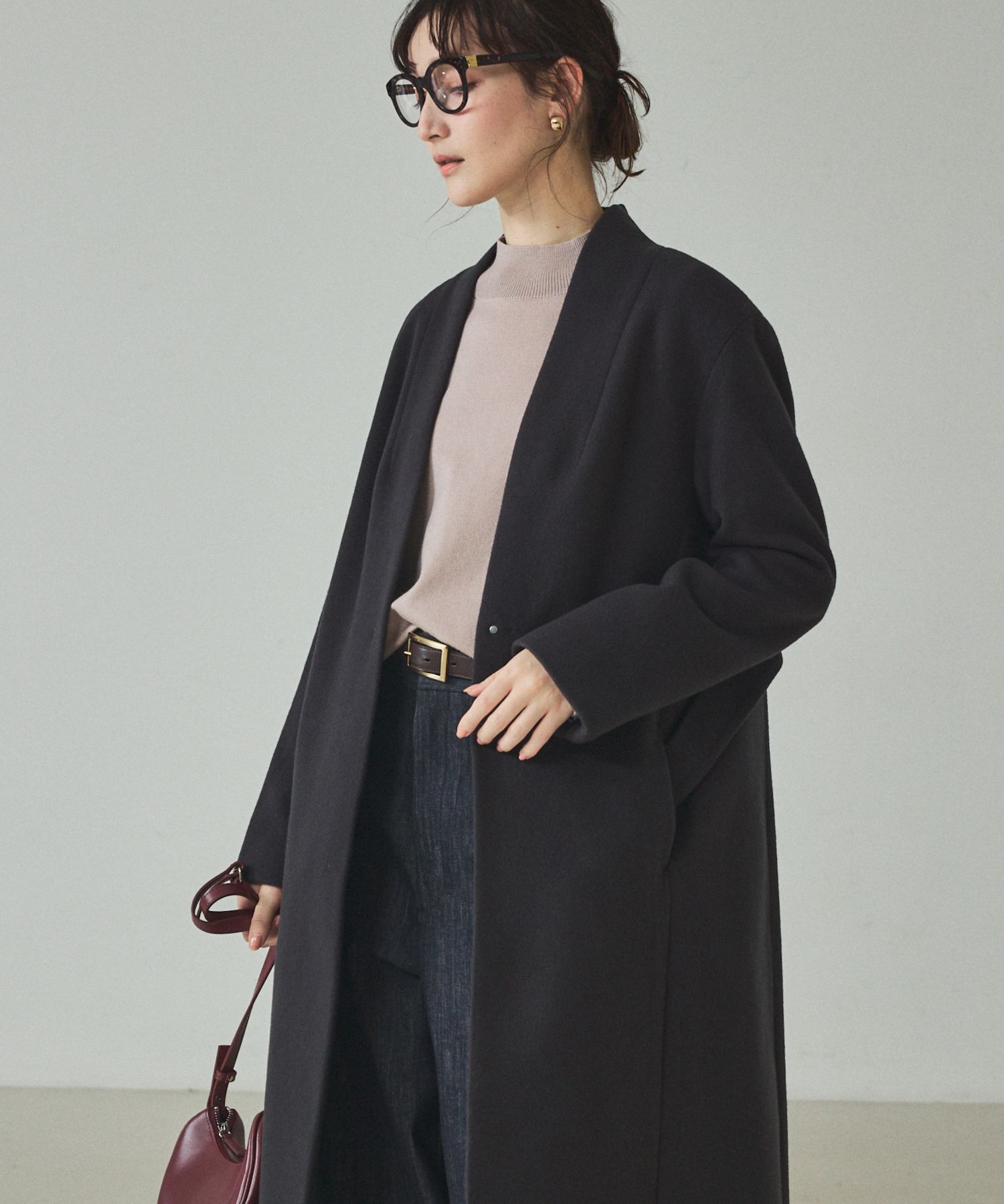 qualite「ショートビーバーコート」|その他|チャコールグレー