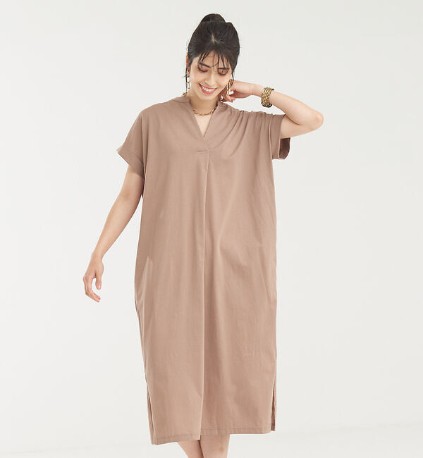 abahouse mavie「【大人のいちまんワンピ】シルケット天竺スキッパーワンピース」|ワンピース|