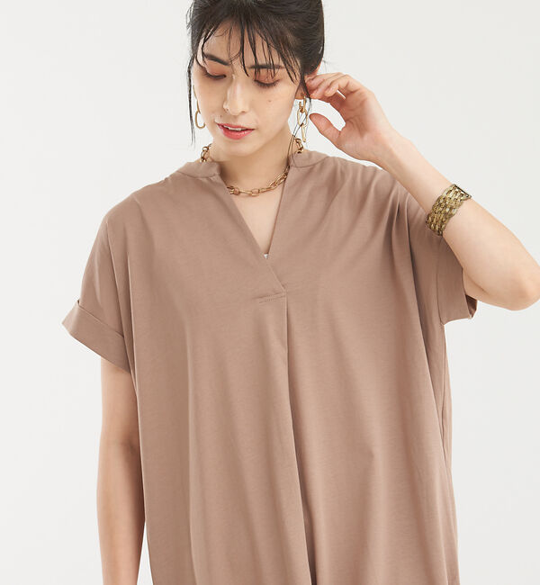 abahouse mavie「【大人のいちまんワンピ】シルケット天竺スキッパーワンピース」|ワンピース|