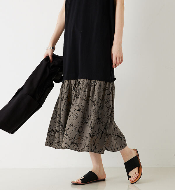 abahouse mavie「【大人のいちまんワンピ】プリントコンビワンピ」|ワンピース|